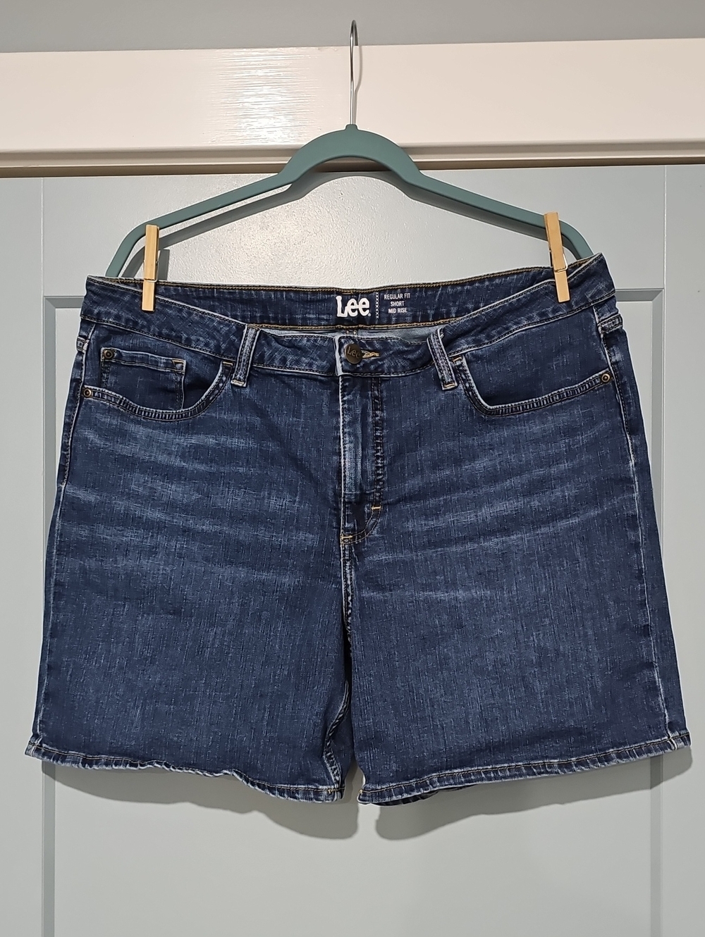 Lee Dark Blue Denim Shorts with Contrast Stitching